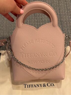Tiffany & Co. Please return to Tiffany Mini Pink Leather Heart Top-Handle Bag